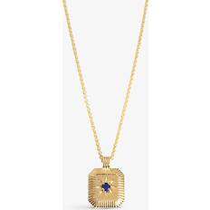 Womens Gold September Birthstone 18ct Yellow Gold-plated Vermeil Sterling-silver and Lapis Pendant Necklace
