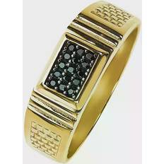 Signet Rings Freemans Mens 9ct Yellow Gold Black Cubic Zirconia Square Signet Ring