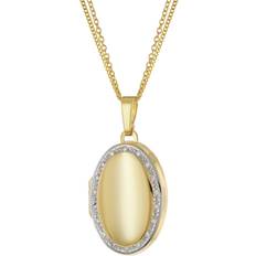 Trendor trendor 15640 Medaillon mit Diamanten Gold 333 an Vergoldeter Silberkette