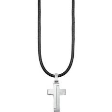 Barn - Rostfritt stål Halsband s.Oliver halsband med hängsmycke rostfritt stål läder pojkar barn halsband, cm, kors, Levereras presentförpackning, 2024225