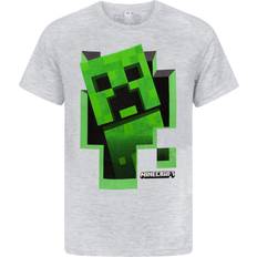 Green T-shirts Minecraft Boys T Shirt Green Creeper Kids Grey Short Sleeve Mojang Top 9-10 Years