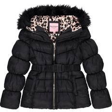 Juicy Couture Outerwear Children's Clothing Juicy Couture Juicy Couture Girl's Long Fur Hooded Belted Heavy Weight Parka Puffer Jacket, Warm Padded Winter Coats for Girls, Black/L