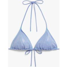 Turkis Bikinitoppe Monki Glitter Triangle Bikini Top Turquoise, Bikinitoppe. Farve: Turquoise glitter størrelse