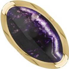 Oro Anillos C. W. Sellors 9ct Yellow Gold Blue John Hallmark Oval Ring Gold