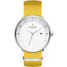 Nordgreen Watches Nordgreen Philosopher Scandinavian Silver 36mm with White and Yellow Nylon