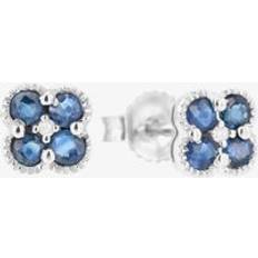 T.H.Baker 9ct White Gold Diamond Sapphire Flower Stud Earrings VE0S141 9KW-SAPH