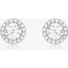 Jewellery 9ct White Gold Round Halo Stud Earrings 5.59.0412