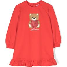 Moschino Kid's Teddy Bear Print Ruffle Trim Dress - Scarlet Red