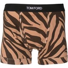 Brown Men's Underwear Tom Ford logo waistband zebra-print boxer men Cotton/Spandex/Elastane Brown