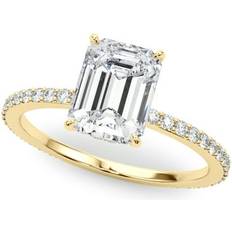 WJD Exclusives 1.25CTW Lab-Grown Diamond Emerald Cut 18K Gold Hidden Halo Engagement Ring