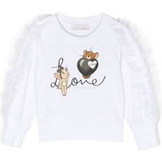 Monnalisa Cartoon Print Tulle Sweatshirt - White