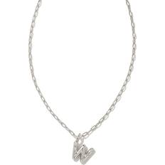 Kendra Scott Silver Plated Necklaces Kendra Scott Crystal Letter W Silver Pendant Necklace in White Crystal Plated Brass/Metal Rhodium One