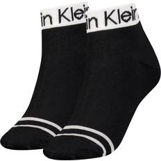 Calvin Klein Dame Sokker Calvin Klein Strømper 2P Logo Welt Quarter Socks Svart One Dame