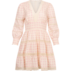 Womens French Ditsy Pink Inez Lace-trim Cotton Dress