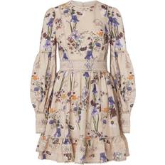 Silke Kjoler By Malina Taylor Silk Blend Detailed Dress Fall Blooms