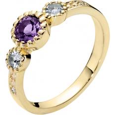 Lund Copenhagen Guld Ringe Lund Copenhagen kt. ring med topaz, ametyst og diamanter