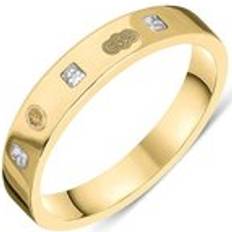 Oro Anelli C. W. Sellors 9ct Yellow Gold 0.18ct Diamond King's Coronation Hallmark Princess Cut 4mm Ring