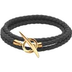 Shaun Leane Shaun Leane Quill 18ct Yellow Gold Plated Sterling Silver Black Leather Wrap Bracelet
