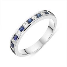 Oro Blanco Anillos 18ct White Gold 0.29ct Sapphire and Diamond Half Eternity Ring