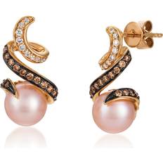 14ct Rose Gold Pearl & 0.29ct Diamond Earrings