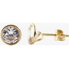 Transparent Jewellery 9ct Gold Cubic Zirconia Clear Round Roll Over Stud Earrings 1-57-4373