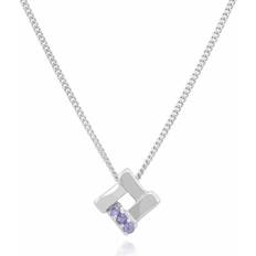 Gemondo Classic Round Tanzanite Square Crossover Pendant in 925 Sterling Silver