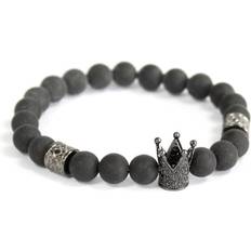 Agate Bracelets Ancient Wisdom Crystal Crown Black Agate Gemstone Bracelet