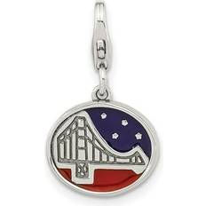 Bagatela Sterling Silver Amore La Vita Rhodium-Plated Antique Enamel Golden Gate Bridge Charm