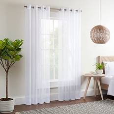 Kiara Modern Sheer Voile Grommet Window Curtains 54 in x 84 in White