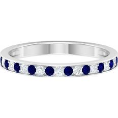 Blue - Eternity Rings Rosec Jewels Half Eternity Ring with Created Blue Sapphire and Moissanite for Women 0.50 CT 925 Sterling Silver 10.00