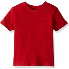 Tommy Hilfiger Tops Tommy Hilfiger Tommy Hilfiger boys Short Sleeve Ken T-shirt, 100% Cotton Jersey, Solid Color With Embroidered Logo, V-neck & Crewneck T Shirt, Scarlet