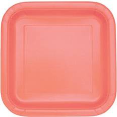 Unique Party Coral Square Paper Dessert Plate 17cm