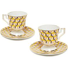 Multikleur Espressokopjes La DoubleJ Coffee and Tea Women Espresso Cup and Saucer Set of 2