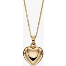 T.H.Baker 9ct Yellow Gold Polished 3D Heart Necklace GP2261