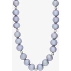 White Gold Necklaces T.H.Baker 9ct White Gold Grey Freshwater Pearl and Textured Bead Necklace POZ70029FW