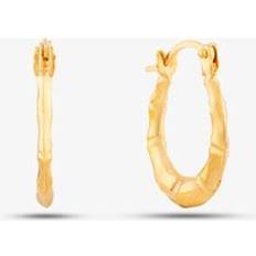 Gold Earrings 9ct Yellow Gold Patterned Oval Hoop Earrings UER127Y