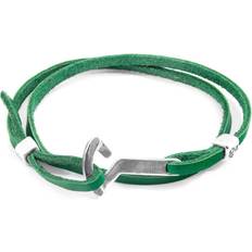 Green Bracelets Anchor & Crew Flyak Anchor Silver and Flat Leather Bracelet