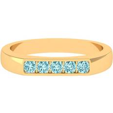 Eternity Rings - Gray Rosec Jewels Five Stone Aquamarine Band Ring 1.25 CT AAA Quality 14K Yellow Gold 12.50