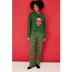 Trendyol Collection Trendyol Grünes Strickpyjama-Set mit Weihnachtsmotiv THMAW23PT00318