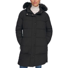 Tommy Hilfiger Women's Faux-Fur-Trim Hooded Puffer Coat, Created for Macy's Black Black