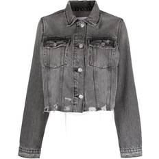 Frame Vintage distressed denim jacket women Cotton Black