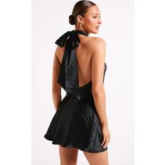 AMC Cartia Bow Halter Micro Mini Dress Black