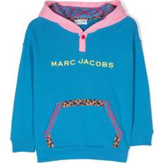 Marc Jacobs Logo Embroidered Cotton Hoodie - Blue/Rose Pink