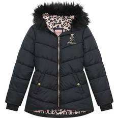 Juicy Couture Outerwear Children's Clothing Juicy Couture Juicy Couture Girls Puffer Jacket, Novelty Fur Lined Bubble Kids Coat with Leopard Print Interior, Black