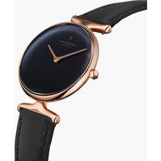 Ure Nordgreen Dame Dansk minimalistisk analog Rose Guld Urkasse Sort Skive 28mm Sort læderrem 28mm