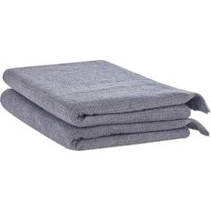 Textiles Beliani Set of 2 Cotton Terry Bath Towel Grey