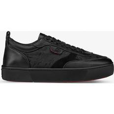 Christian Louboutin Mens Black Happyrui Logo-embossed Leather and Mesh Trainers Eur Men