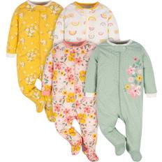 1-3M - Girls Jumpsuits Gerber Gerber Baby Girl Sleep n Play Footed Pajamas 4-Pack