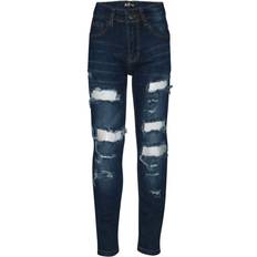 A2Z Kids Ripped Denim Jeans Comfort Stretch Skinny Pants Trousers Lightweight Trendy Summer Boys Age 3-13 Years Dark Blue