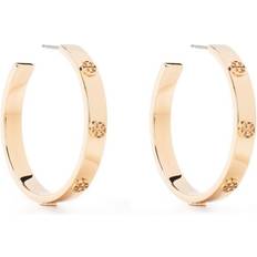 Tory Burch Earrings Tory Burch embossed-logo hoop earrings women stainless steel One Gold